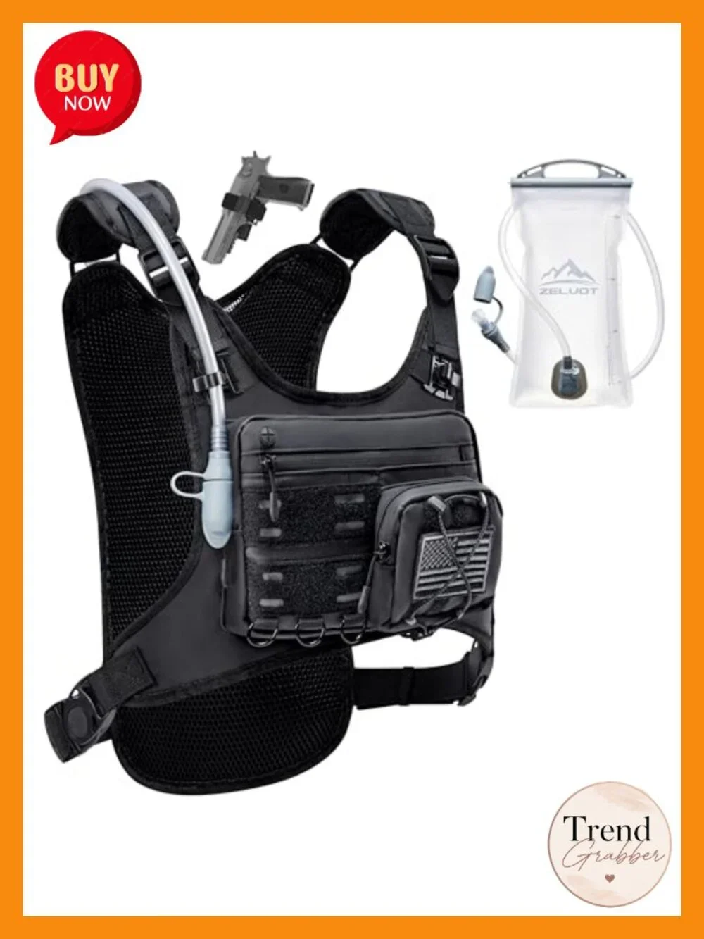 Running Vest Hydration Backpack 2L Water Bladder Reflective Chest Pack Gear